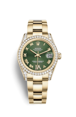[178158-0092] Datejust 31 Yellow Gold Diamond / Oyster / Olive Roman
