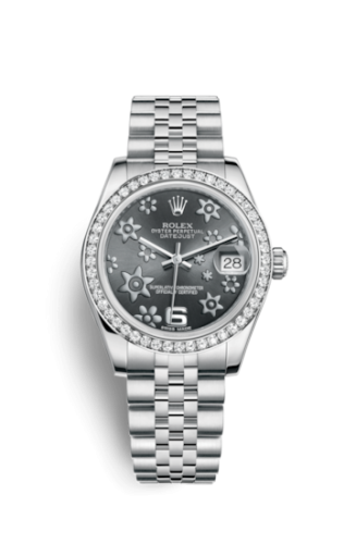 [178384-0010] Datejust 31 Stainless Steel Diamond / Jubilee / Dark Rhodium Floral