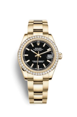 [178288-0075] Datejust 31 Yellow Gold Diamond / Oyster / Black