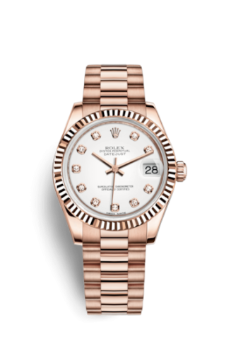 [178275f-0011] Datejust 31 Everose Fluted / President / White Diamonds