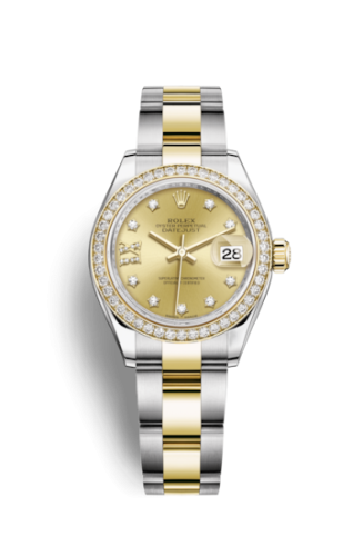 [279383rbr-0022] Lady-Datejust 28 Rolesor Yellow Diamond / Oyster / Champagne Diamond