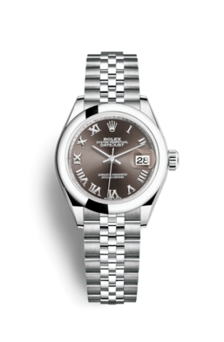[279160-0011] Lady-Datejust 28 Stainless Steel Domed / Jubilee / Dark Grey Roman