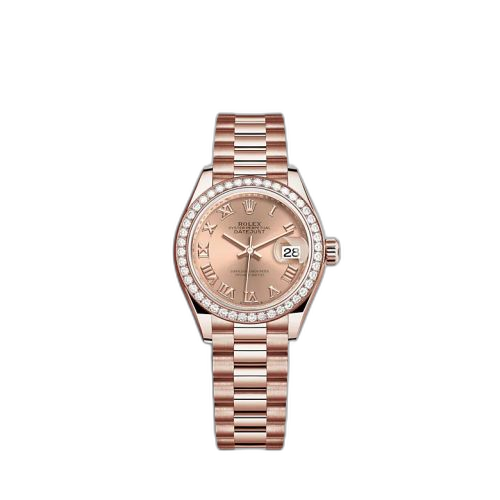 [279135RBR-0027] Lady-Datejust 28 Rose Gold / Diamond / Rose - Roman / President
