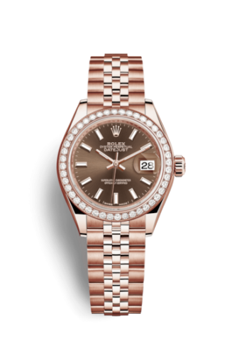 [279135rbr-0008] Lady-Datejust 28 Everose Diamond / Jubilee / Chocolate