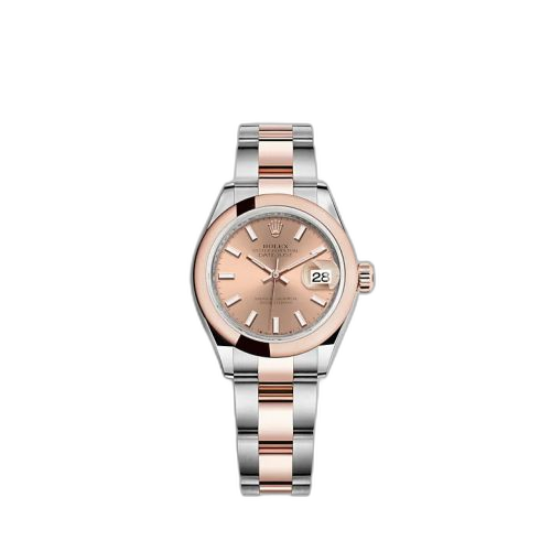[279161-0024] Lady-Datejust 28 Stainless Steel / Rose Gold / Domed / Rose / Oyster