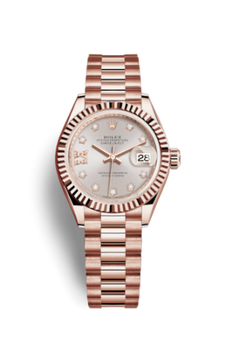 [279175-0005] Lady-Datejust 28 Everose Fluted / President/ Sundust Diamond