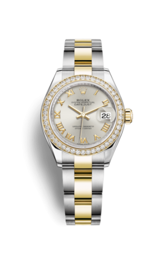[279383rbr-0006] Lady-Datejust 28 Rolesor Yellow Diamond / Oyster / Silver Roman