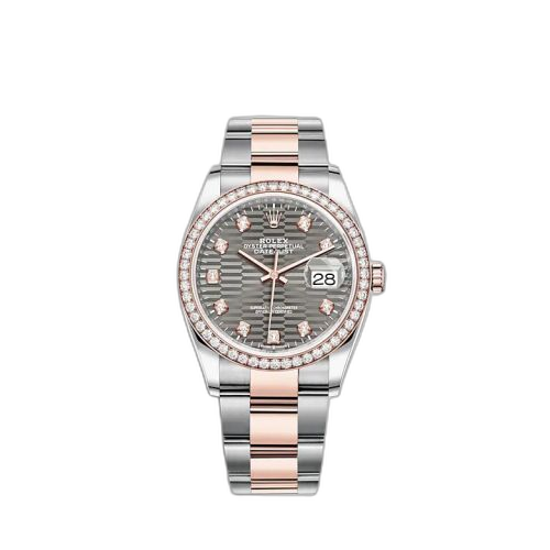 [126281RBR-0030] Datejust 36 Stainless Steel / Everose / Diamond / Slate - Fluted - Diamond / Oyster