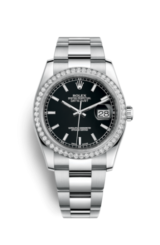 [116244-0060] Datejust 36 Stainless Steel Diamond / Oyster / Black