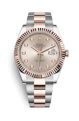 [126331-0007] Datejust 41 Rolesor Everose Fluted / Oyster / Sundust - Diamond