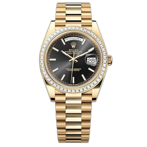 [228398TBR-0041] Day-Date 40 Yellow Gold - Baguette / Black