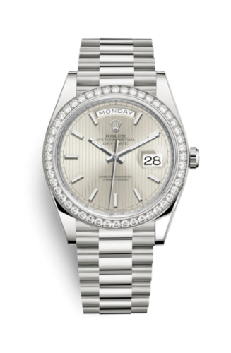 [228349rbr-0007] Day-Date 40 White Gold - Diamond / Silver Tuxedo