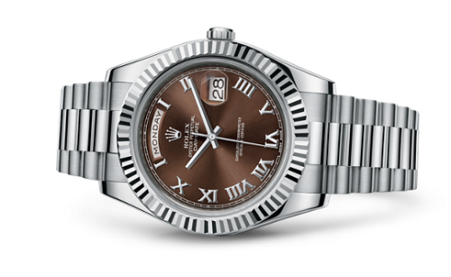 [218239-0040] Day-Date II White Gold Chocolate Roman
