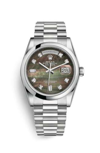 [118206-0043] Day-Date 36 Platinum Domed / President / Black MOP