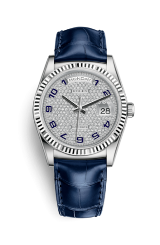 [118139-0093] Day-Date 36 White Gold / Strap / Paved