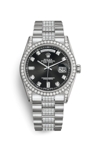 [118389-0022] Day-Date 36 White Gold Diamonds / President Diamond / Black Diamond