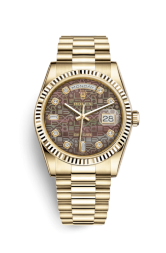 [118238-0112] Day-Date 36 Yellow Gold Fluted / President / Black MOP Computer