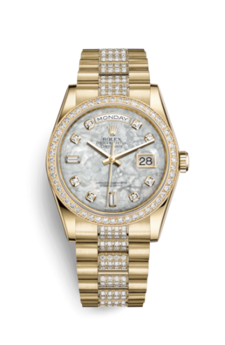 [118348-0061] Day-Date 36 Yellow Gold Diamonds / President Diamonds / MOP