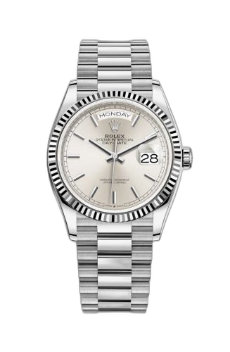 [128239-0005] Day-Date 36 White Gold / Fluted / Silver / President