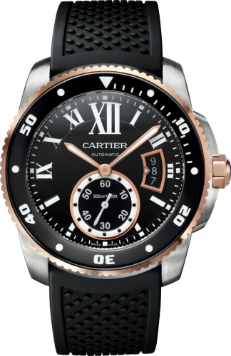 [W7100055] Calibre de Cartier Diver Stainless Steel / Pink Gold / Black / Rubber