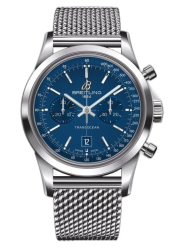 [A4131012.C862.171A] Transocean Chronograph 38 Blue / Milanese