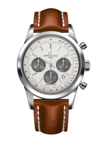[AB015212/G724/434X/A20D.1] Transocean Chronograph Stainless Steel / Panda / Calf / Folding