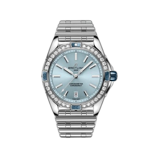 [A17356531C1A1] Super Chronomat 38 Stainless Steel / Ice Blue / Rouleaux