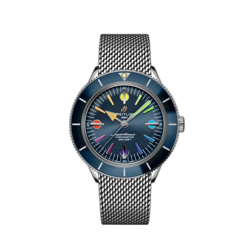 [A103702A1C1A1] Superocean Heritage '57 Stainless Steel / Blue Rainbow / Mesh