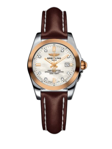 [C7234812/A792/484X/A12BA.1] Galactic 29 Stainless Steel / Rose Gold / Pearl Diamond / Calf