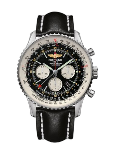 [AB0441211B1X1 (aka: AB044121.BD24.441X)] Navitimer GMT Stainless Steel / Black / Calf / Pin