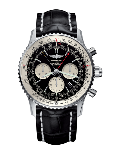 [AB031021/BF77/761P/A20D.1] Navitimer Rattrapante Stainless Steel / Black / Croco / Folding