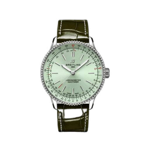 [A17327361L1P1] Navitimer Automatic 36 Stainless Steel / Mint Green / Croco / Folding