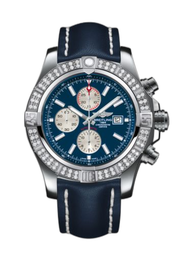 [A1337153/C871/101X/A20BA.1] Super Avenger II Stainless Steel / Diamond / Mariner Blue / Calf / Pin