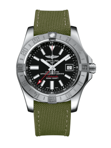 [A3239011/BC35/106W/A20BA.1] Avenger II GMT Stainless Steel / Volcano Black / Military / Pin