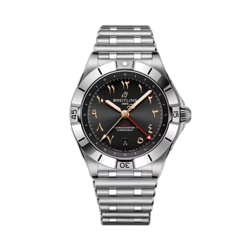 [A323982B1B1A1] Chronomat 40 GMT Stainless Steel / Black / Qatar