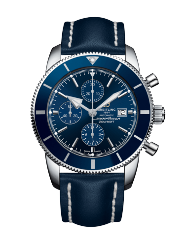 [A1331216/C963/102X/A20D.1] Superocean Heritage II 46 Chronograph Stainless Steel / Blue / Blue / Calf / Folding