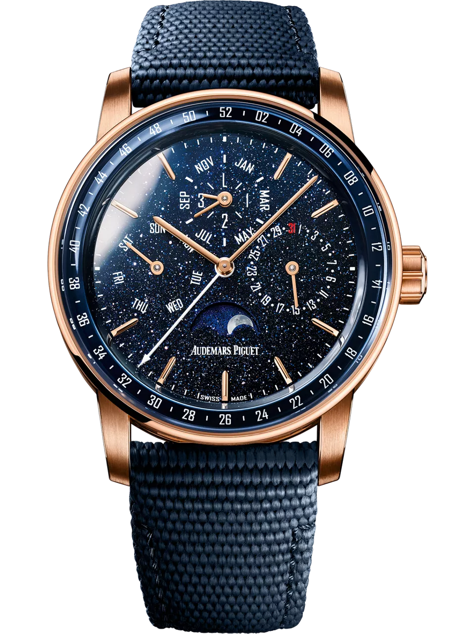 [26394OR.OO.D027KB.01] CODE 11.59 Perpetual Calendar Red Gold / Aventurine / Fabric