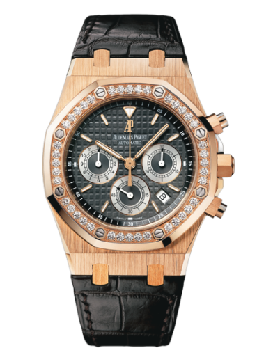 [26557OR.ZZ.D098CR.02] Royal Oak 26557 Chronograph Pink Gold / Brown / Diamond