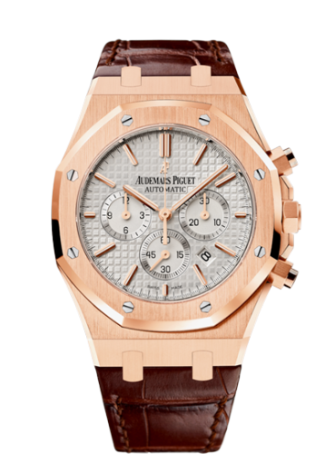 [26320OR.OO.D088CR.01] Royal Oak Chronograph 41 Pink Gold / Silver / Strap