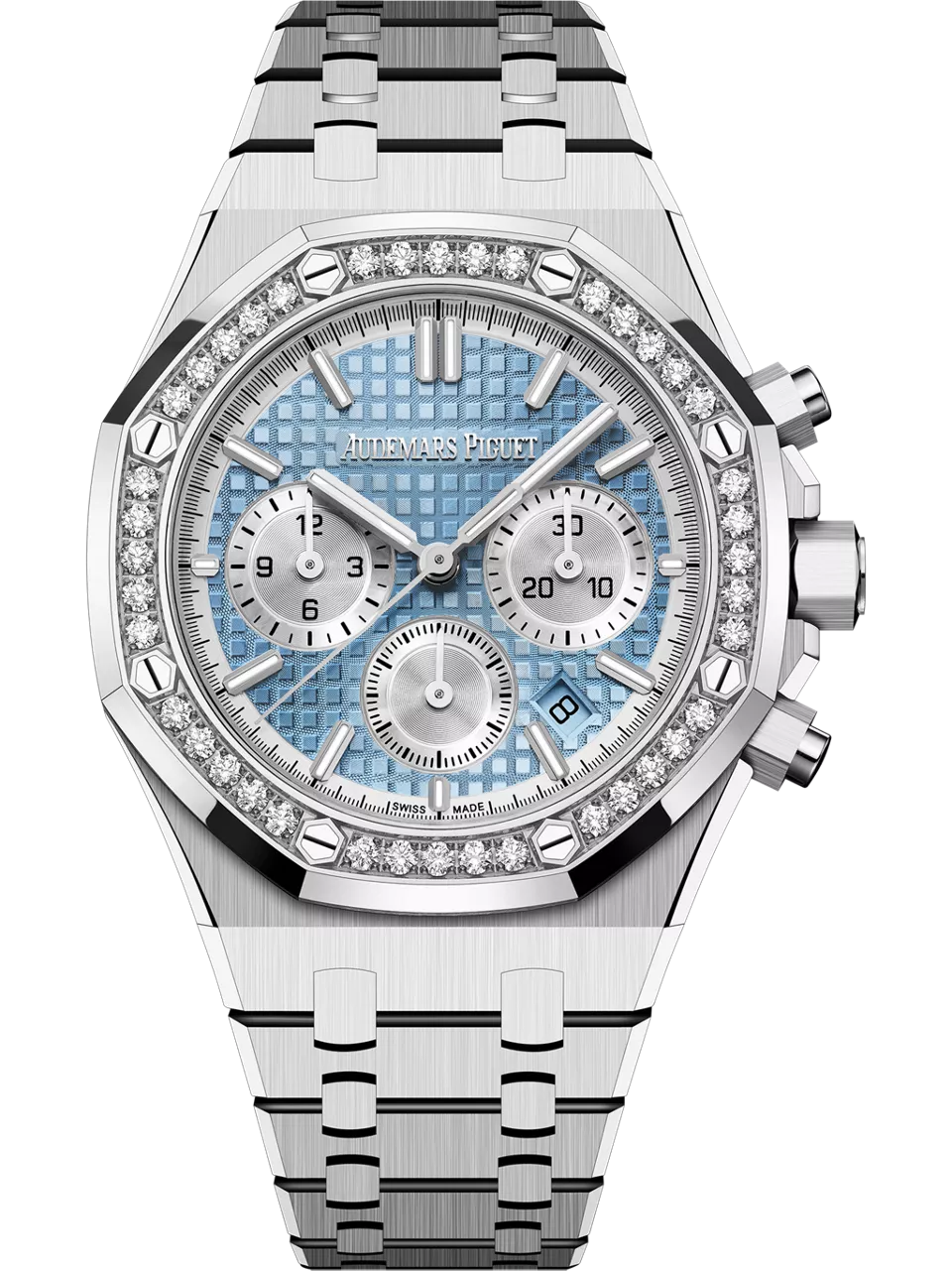 [26715ST.ZZ.1356ST.01] Royal Oak Chronograph 38 Stainless Steel - Diamond / Light Blue