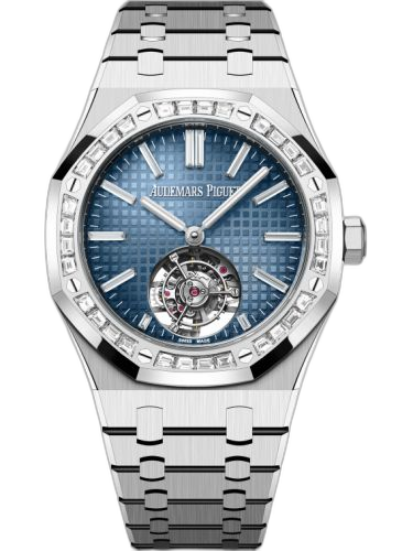 [26730BC.ZZ.1320BC.02] Royal Oak Self-Winding Flying Tourbillon White Gold - Baguette / Smoked Blue