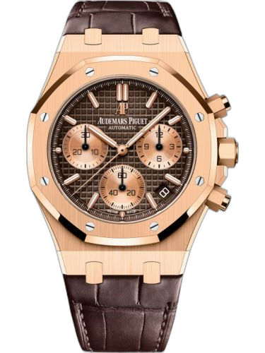 [26239OR.OO.D812CR.01 (aka: 26239OR.00.D812CR.01)] Royal Oak Chronograph 41 Pink Gold / Brown / Alligator