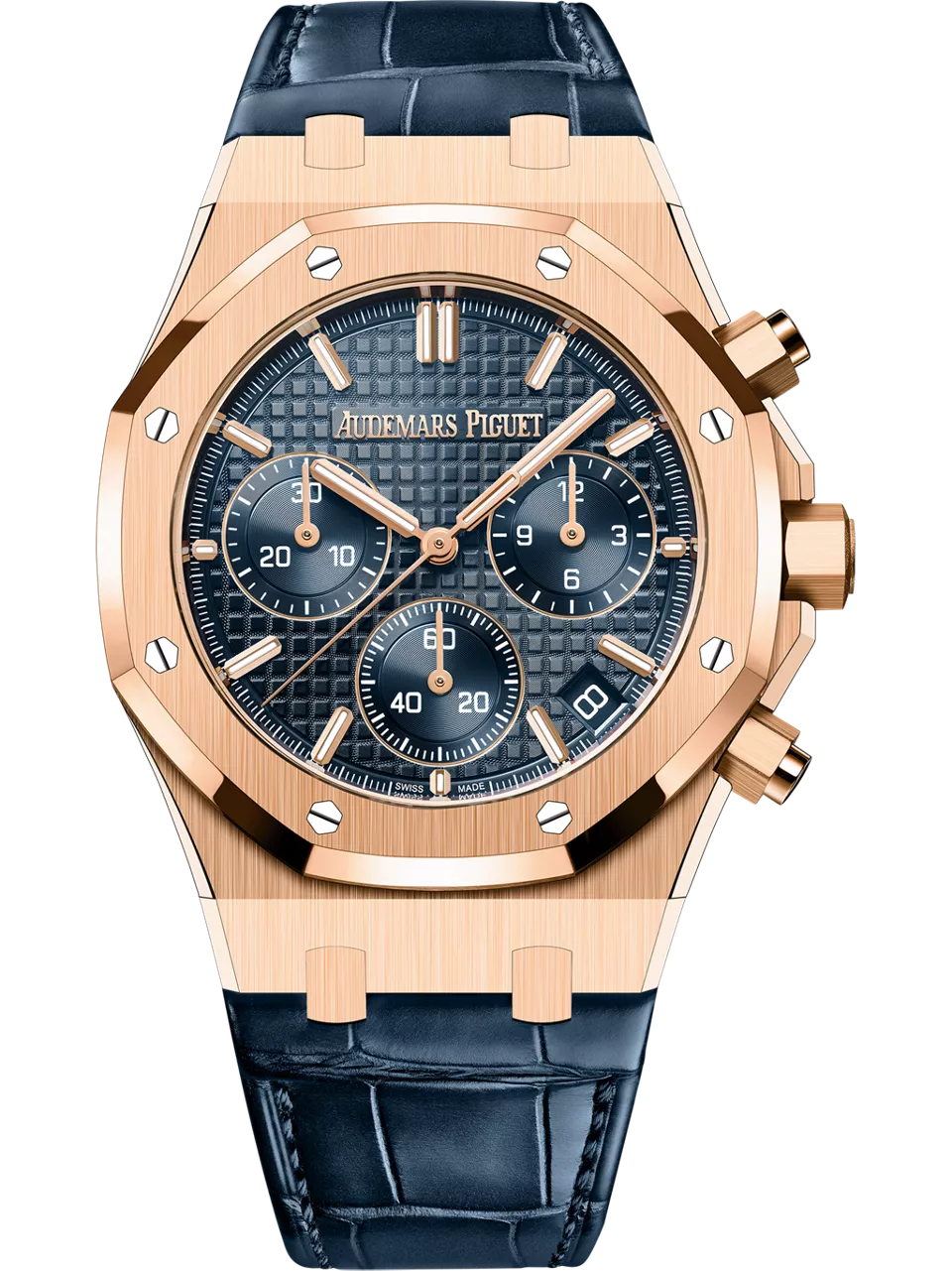 [26240OR.OO.D315CR.01] Royal Oak Chronograph 41 Pink Gold / Blue / Strap / 50th Anniversary