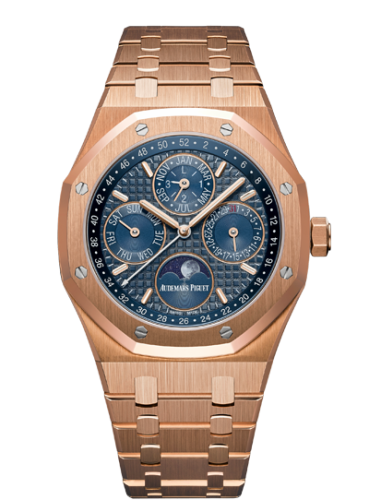 [26574OR.OO.1220OR.02] Royal Oak Perpetual Calendar 41 Pink Gold / Blue