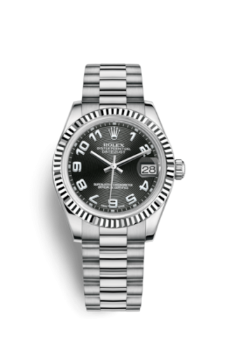 [178279-0054] Datejust 31 White Gold Fluted / President / Black Arabic