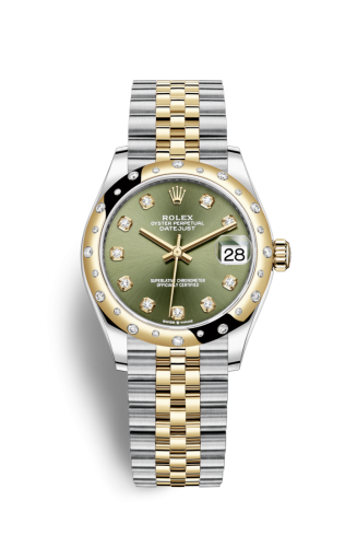[278343rbr-0030] Datejust 31 Stainless Steel / Yellow Gold / Domed - Diamond / Olive - Diamond / Jubilee