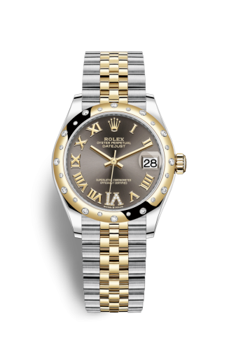 [278343rbr-0018] Datejust 31 Stainless Steel / Yellow Gold / Domed - Diamond / Grey - Roman / Jubilee