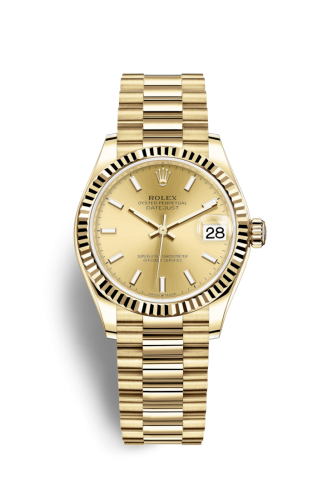 [278278-0040] Datejust 31 Yellow Gold / Fluted / Champagne / President