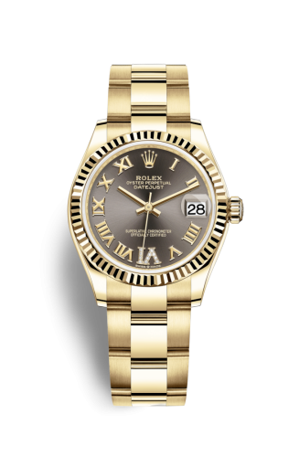 [278278-0031] Datejust 31 Yellow Gold / Fluted / Grey - Roman / Oyster