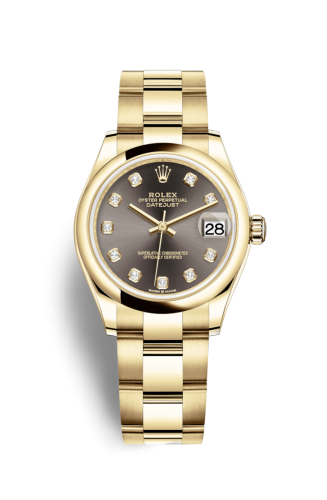 [278248-0035] Datejust 31 Yellow Gold / Domed / Grey - Diamond / Oyster